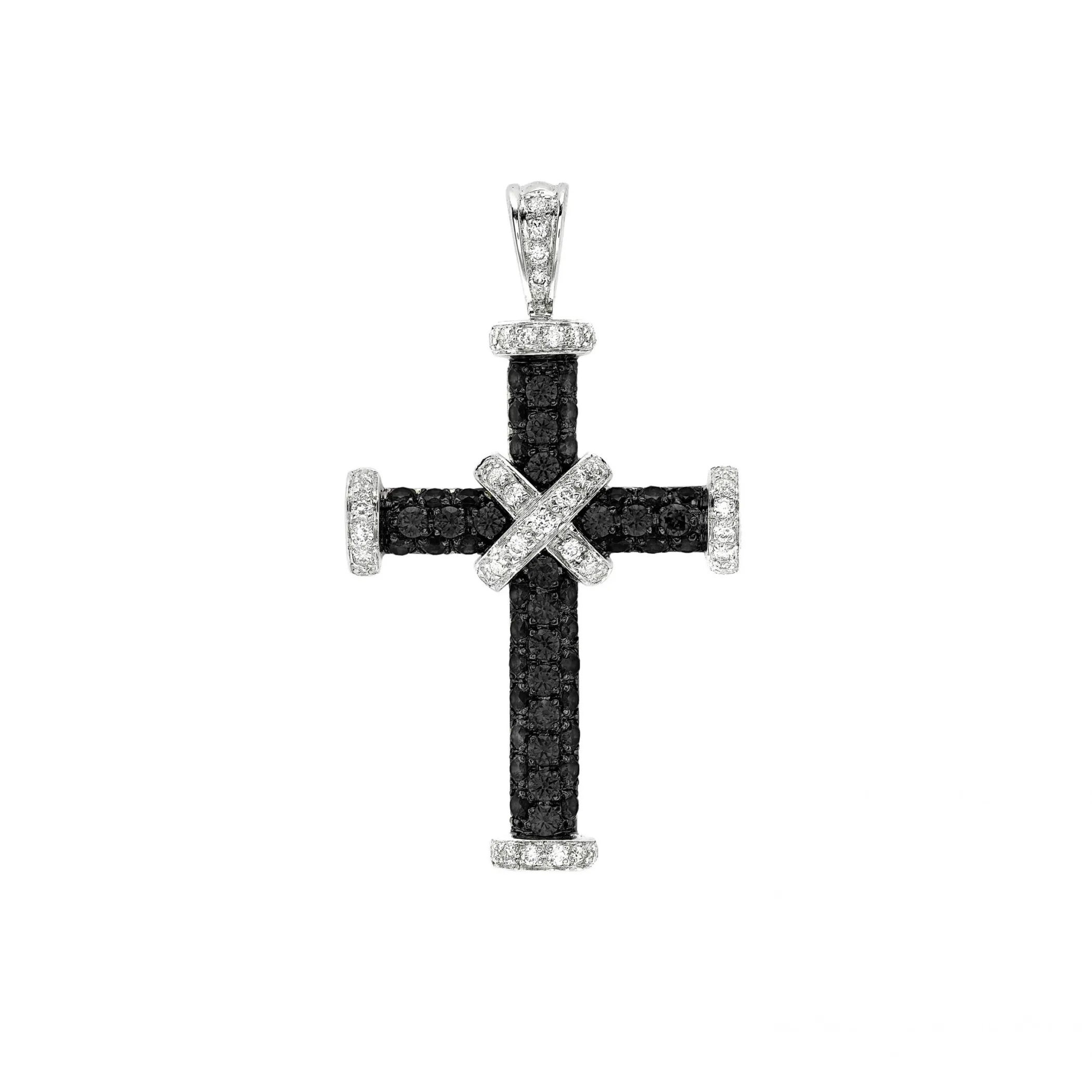 Theo Fennell Jewellery | Pendants*Black & White Diamond Baby Skinny Cross