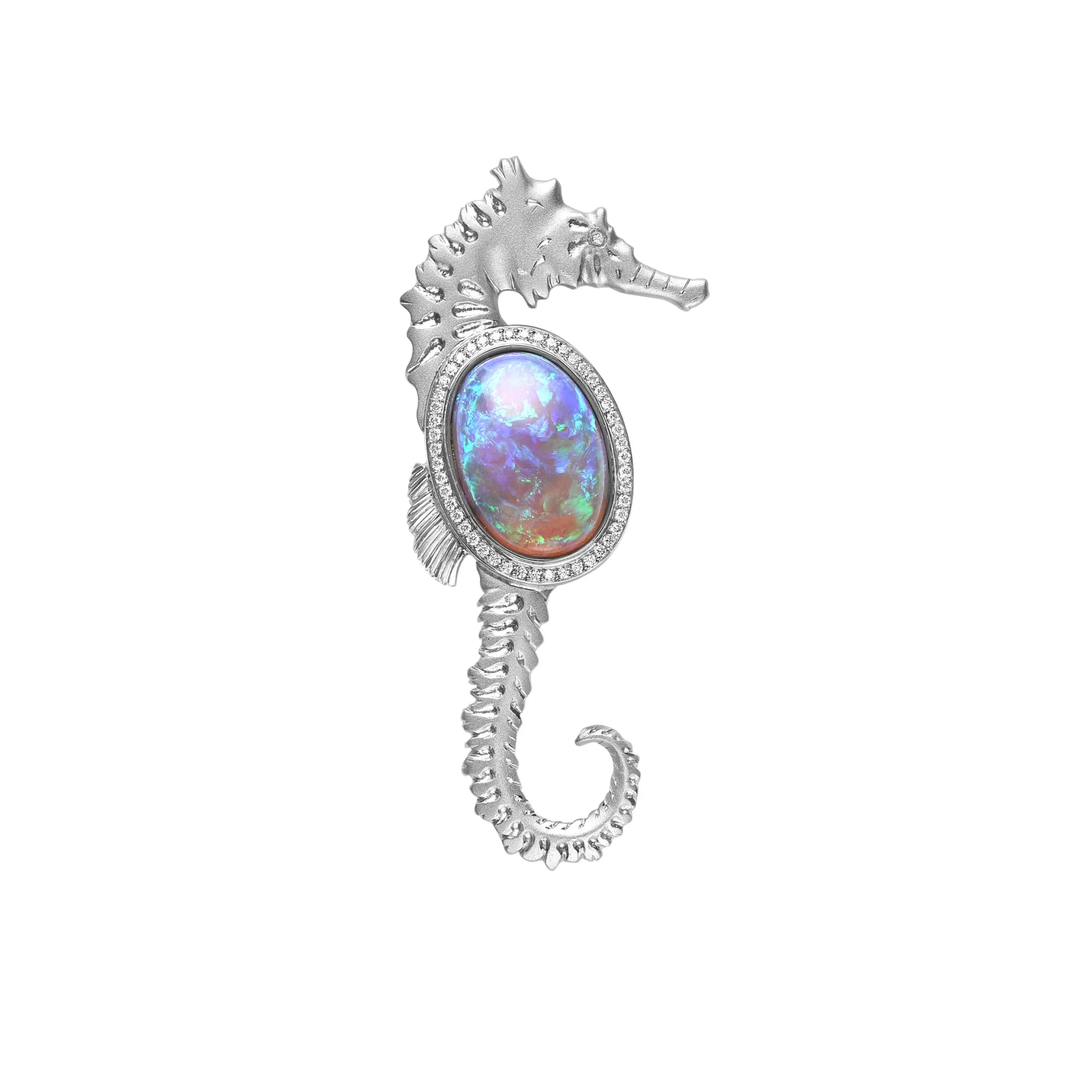 Theo Fennell Jewellery | Brooches*Black Opal & Diamond Seahorse Brooch