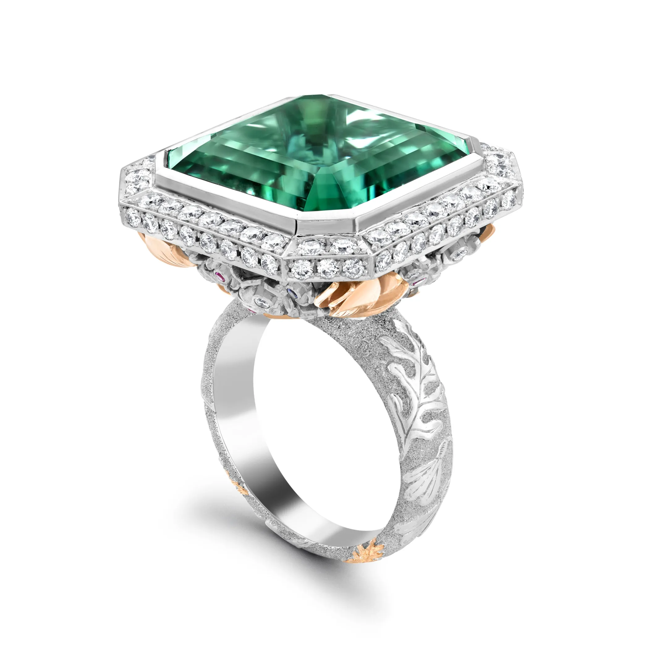 Theo Fennell Jewellery | One Off Pieces*Blue-Green Tourmaline & Diamond Floribunda Ring