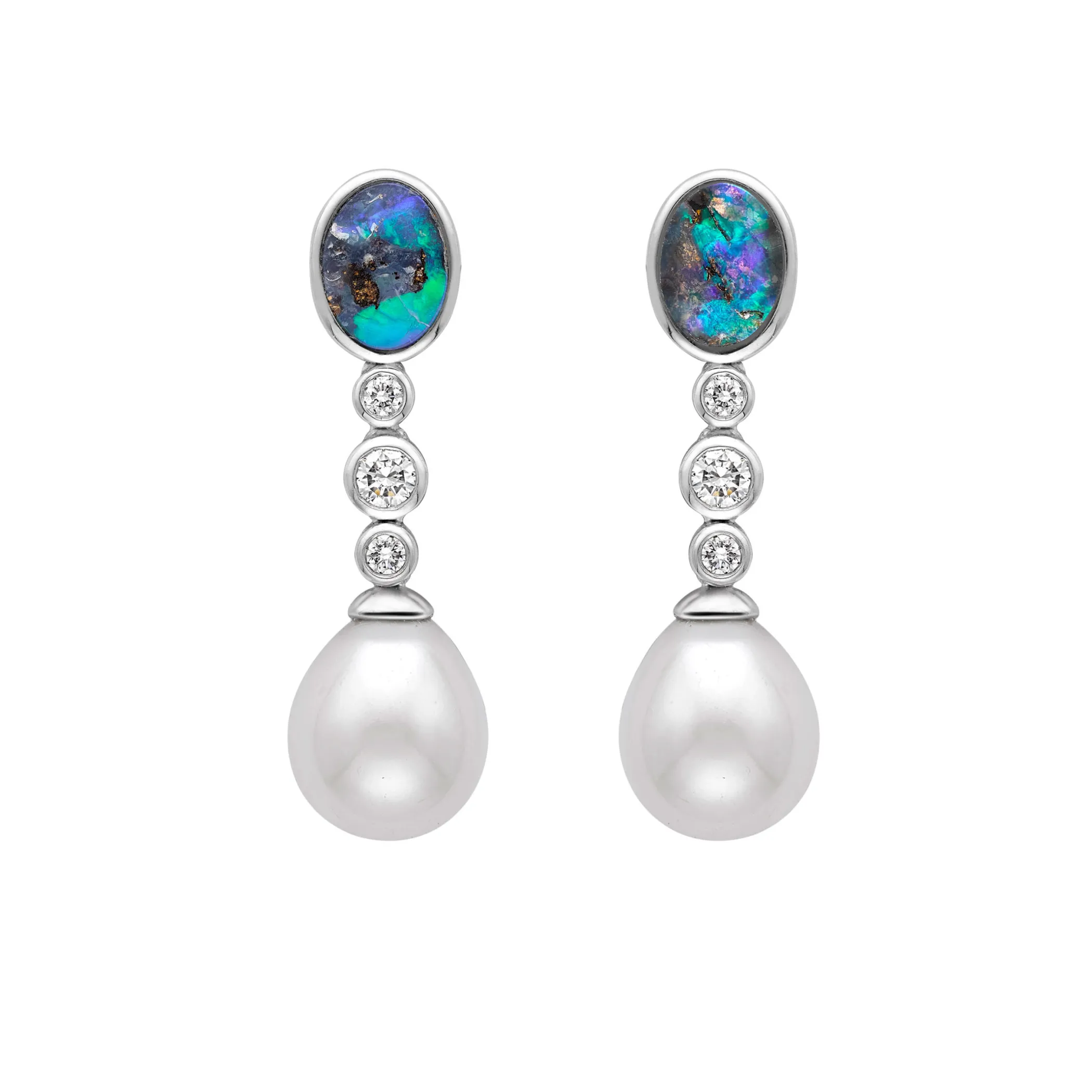 Theo Fennell Jewellery | Drop Earrings*Boulder Opal, Diamond and Pearl Drop Earrings