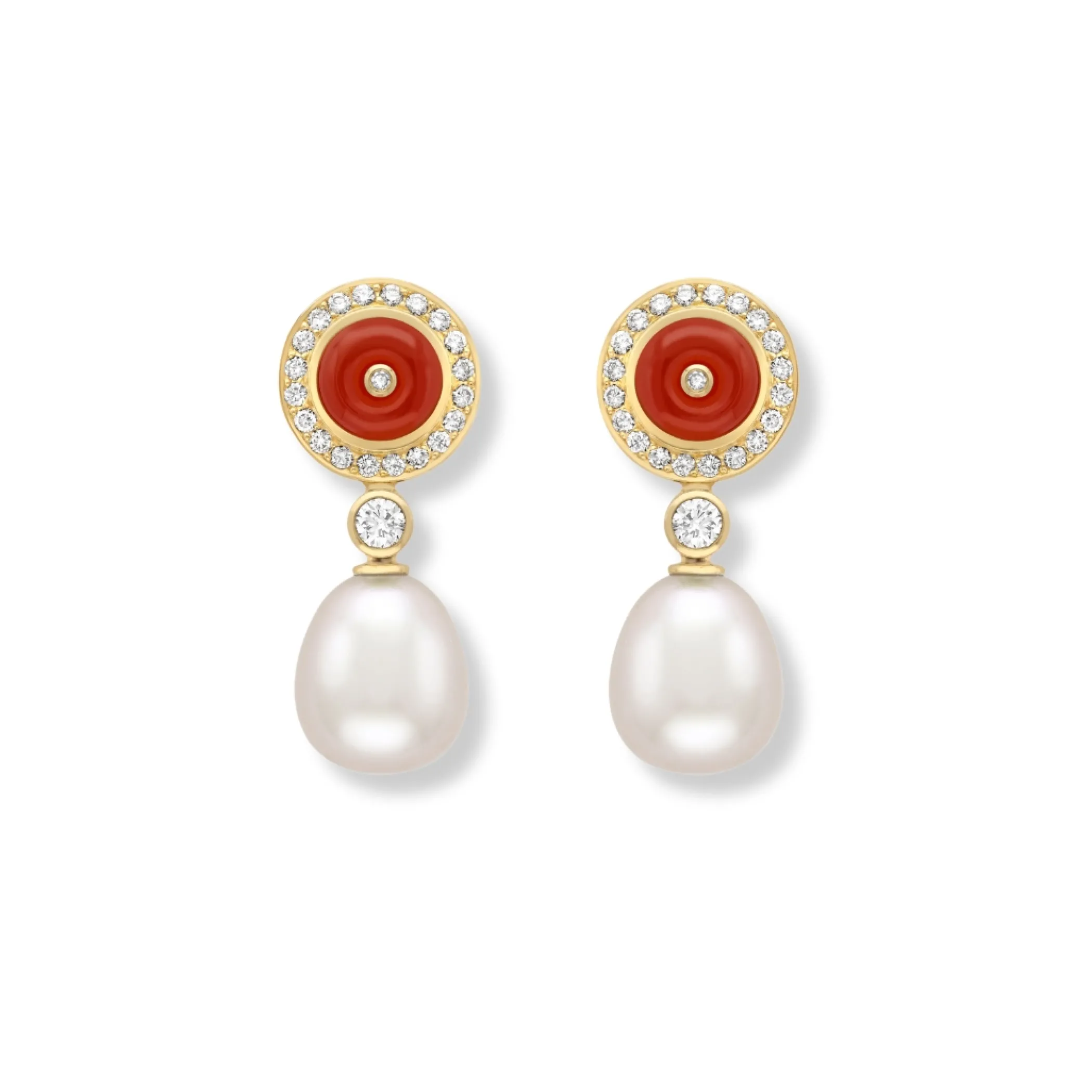 Theo Fennell Jewellery | Drop Earrings*Carnelian and Diamond Pearl Drop Earrings