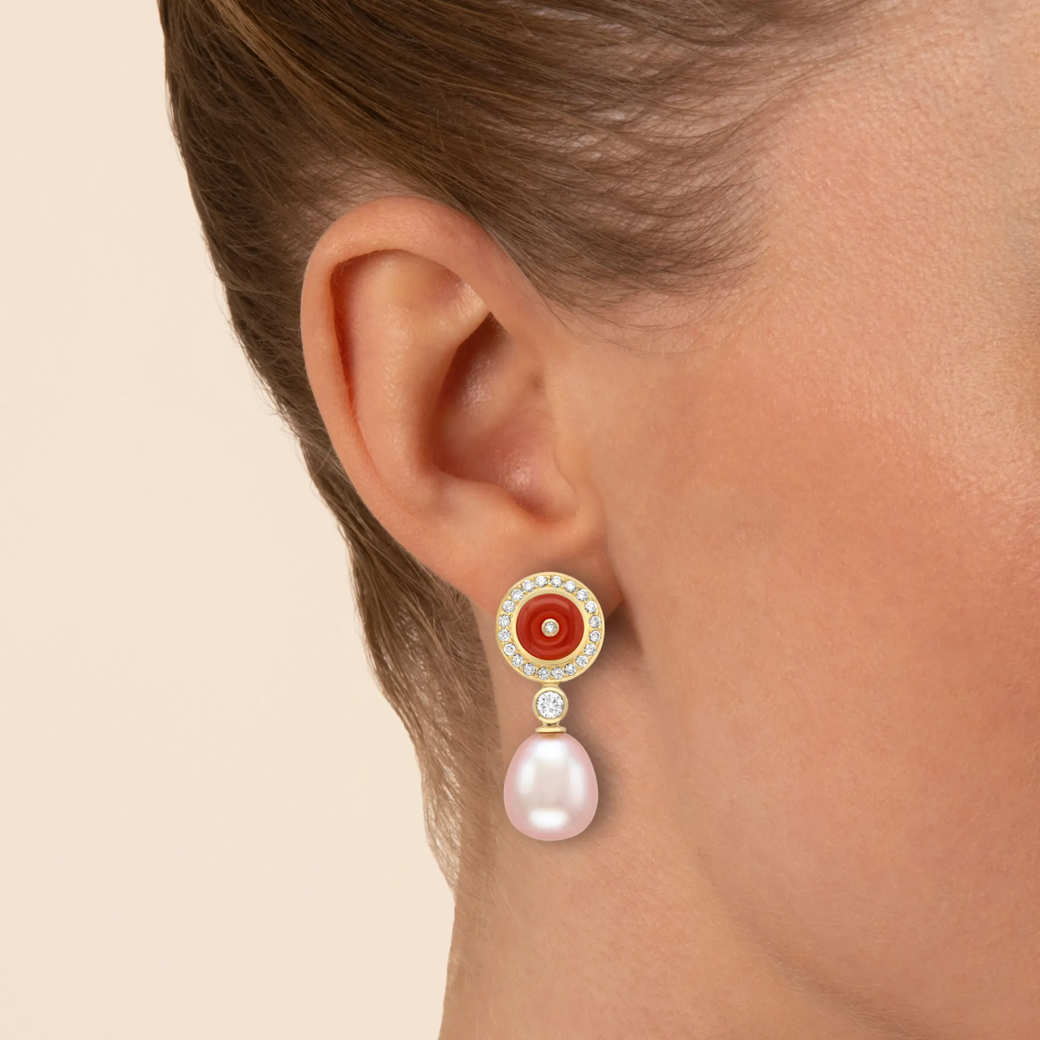 Theo Fennell Jewellery | Drop Earrings*Carnelian and Diamond Pearl Drop Earrings