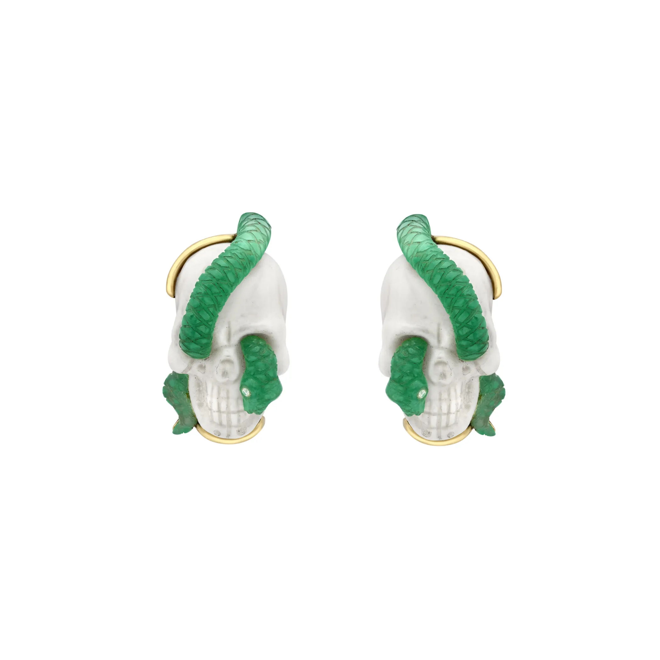 Theo Fennell Jewellery | One Off Pieces*Carved Mammoth Bone Skull and Snake Stud Earrings