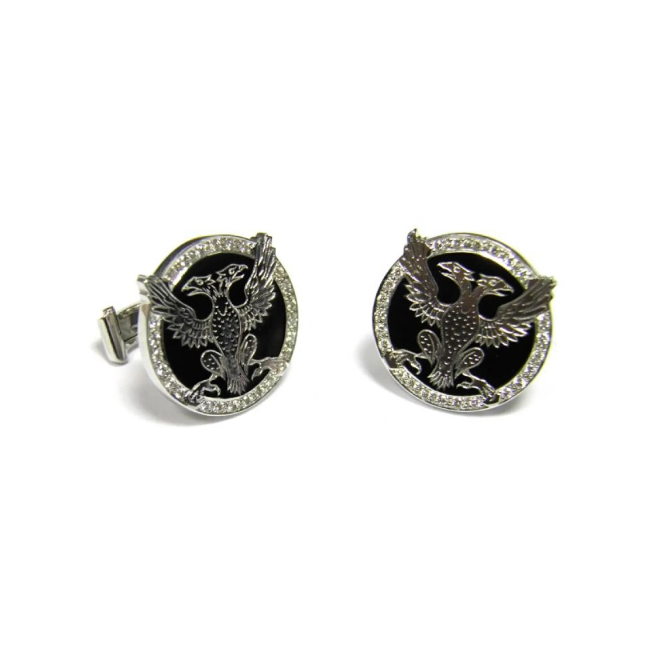 Theo Fennell Jewellery | Cufflinks*Diamond & Enamel Double Headed Griffin Cufflinks