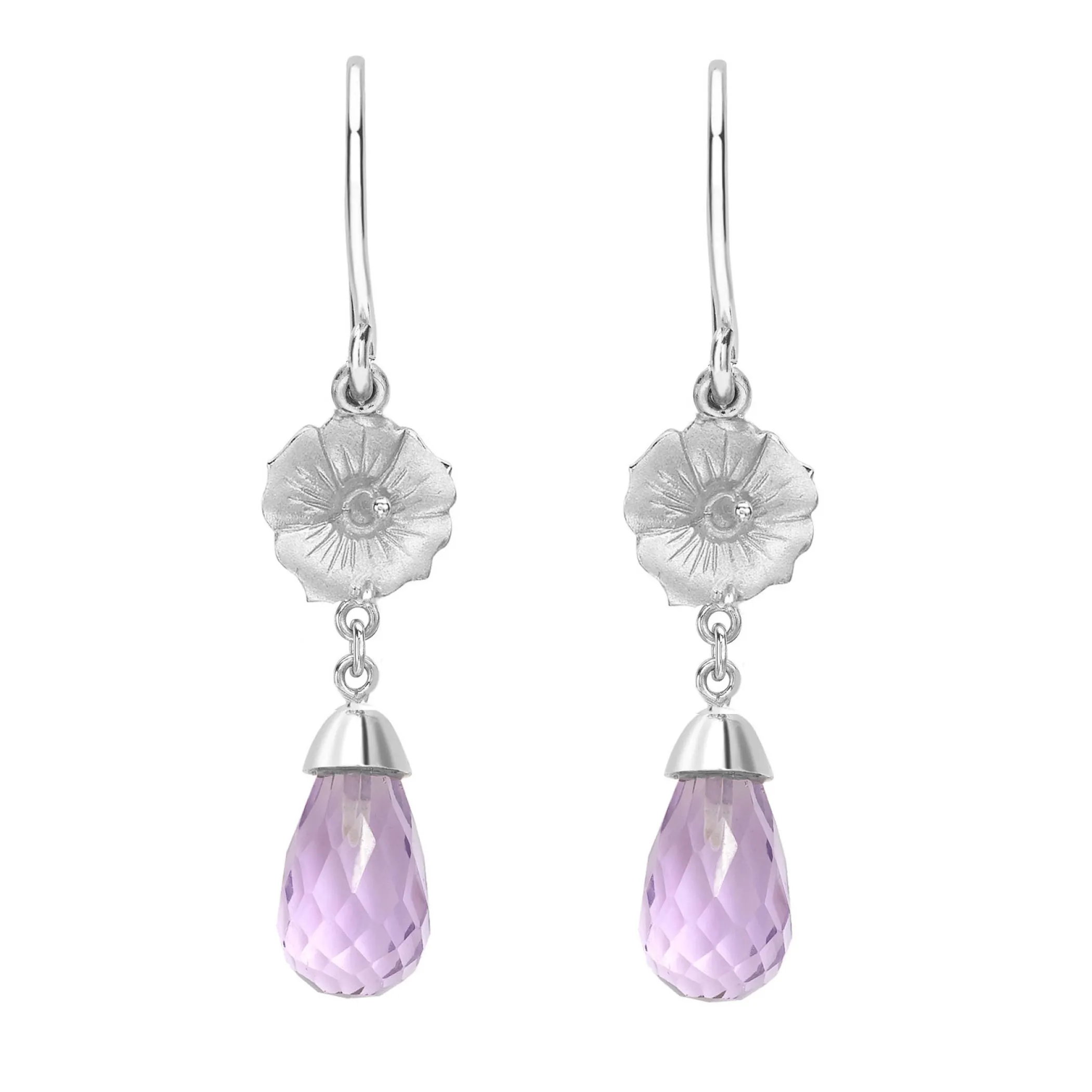 Theo Fennell Jewellery | Drop Earrings*Hibiscus Amethyst Briolette White Gold Earrings