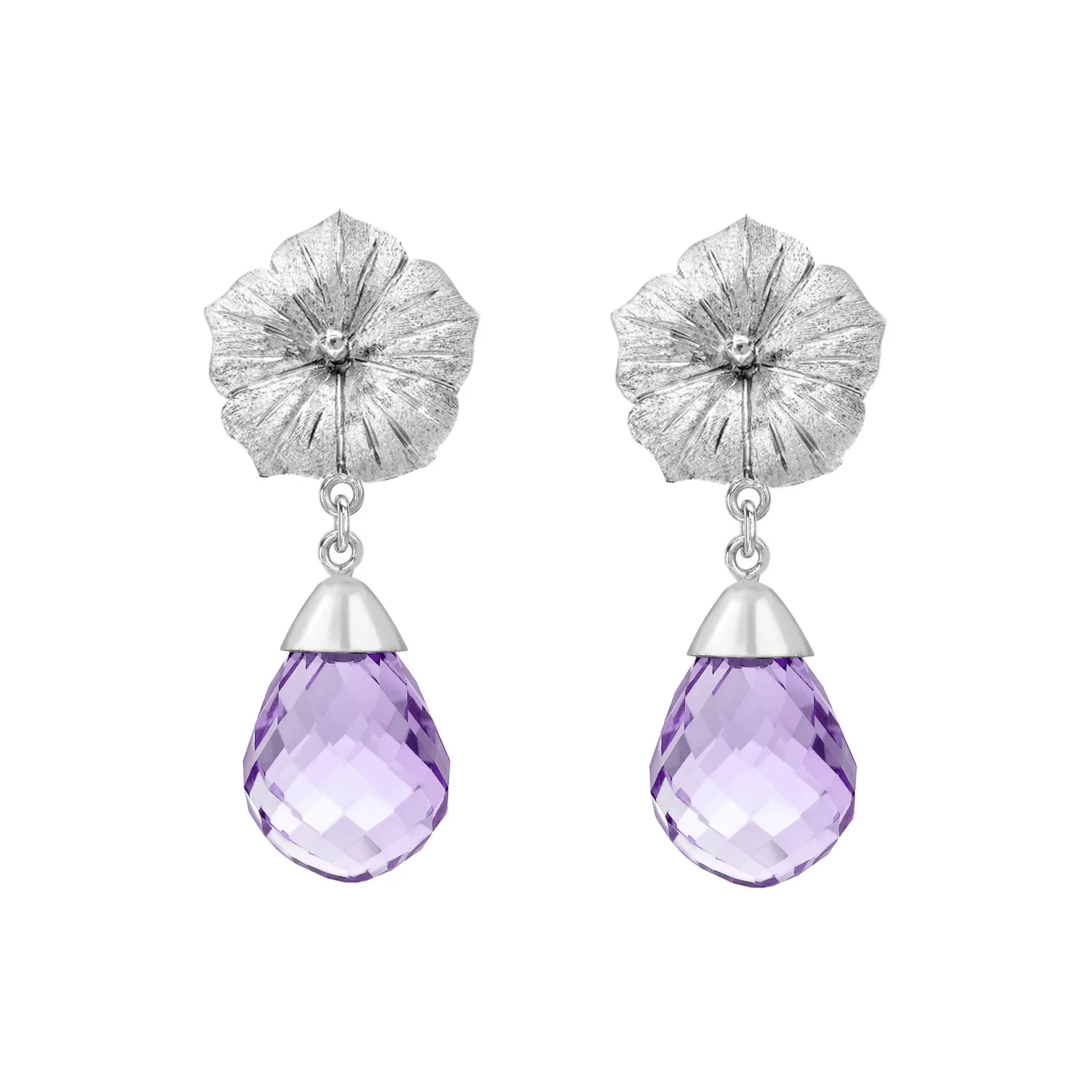 Theo Fennell Jewellery | Drop Earrings*Hibiscus Amethyst White Gold Drop Earrings