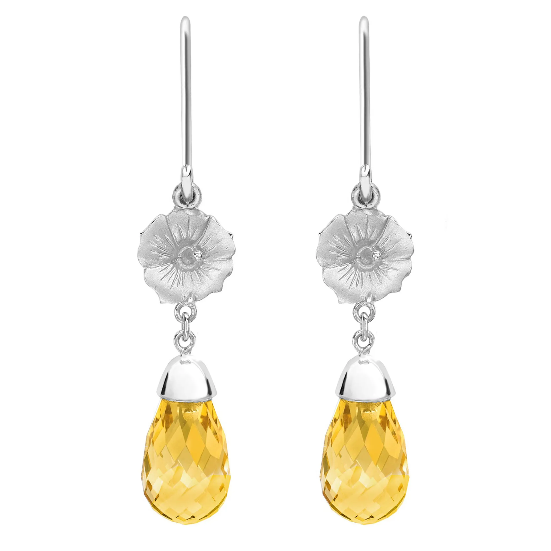 Theo Fennell Jewellery | Drop Earrings*Hibiscus Citrine Briolette White Gold Earrings
