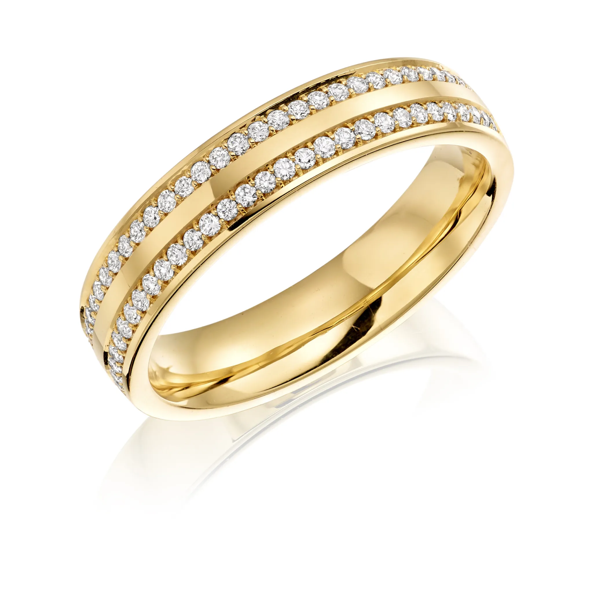 Theo Fennell Jewellery | Rings*Ladies Diamond Set 4mm Yellow Gold Band