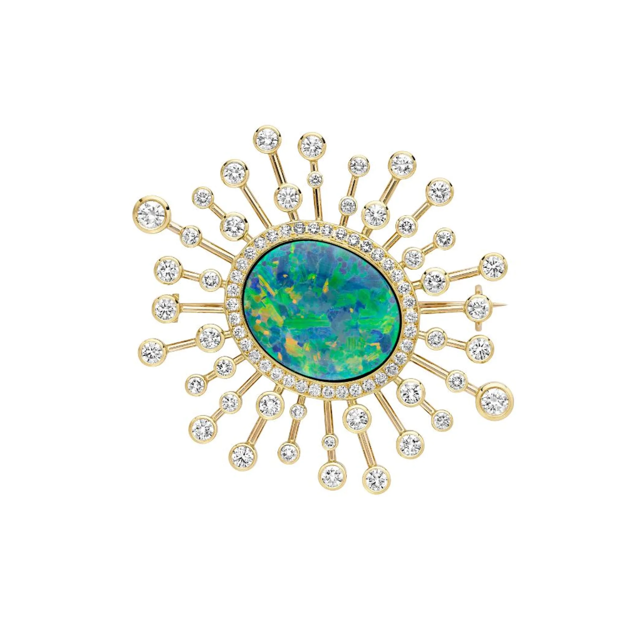 Theo Fennell Jewellery | Brooches*Opal and Diamond Starburst Brooch