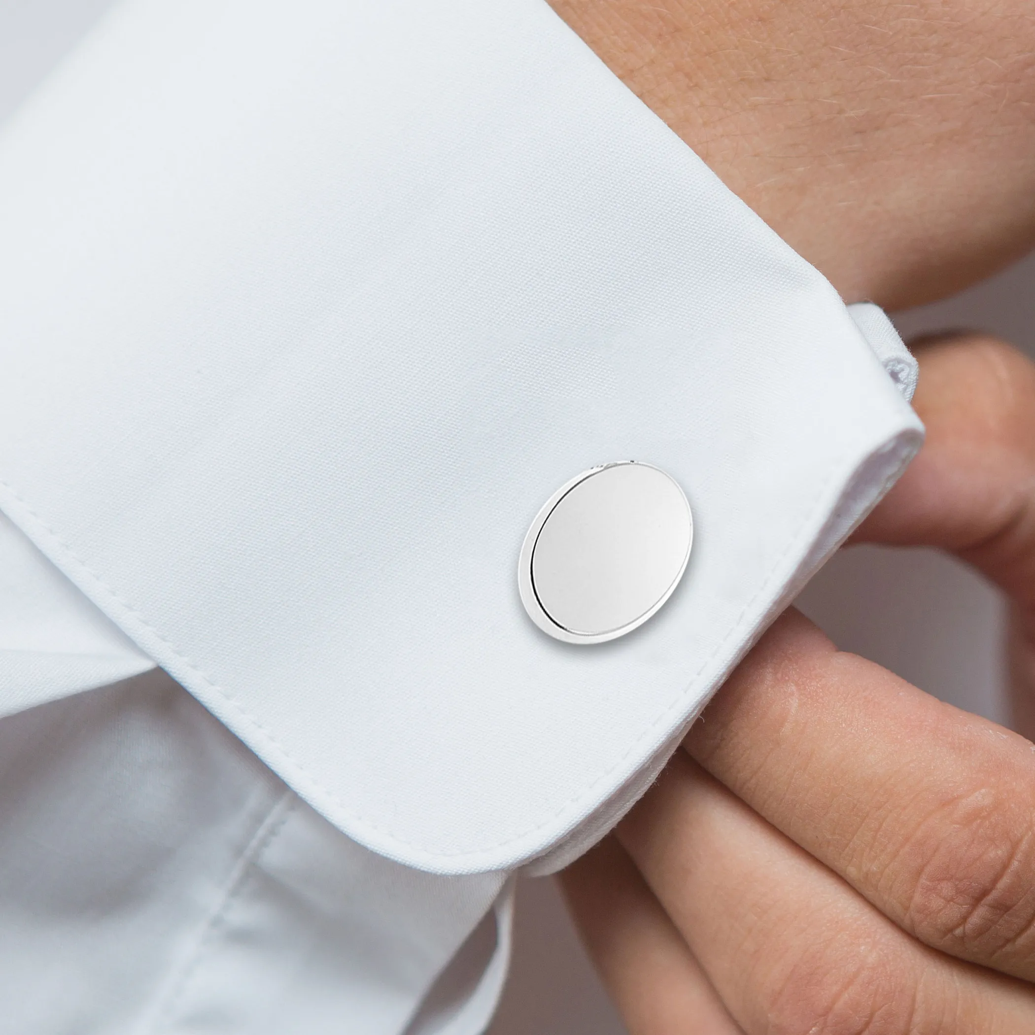Theo Fennell Silverware | Jewellery*Oval Beveled Edged Silver Cufflinks