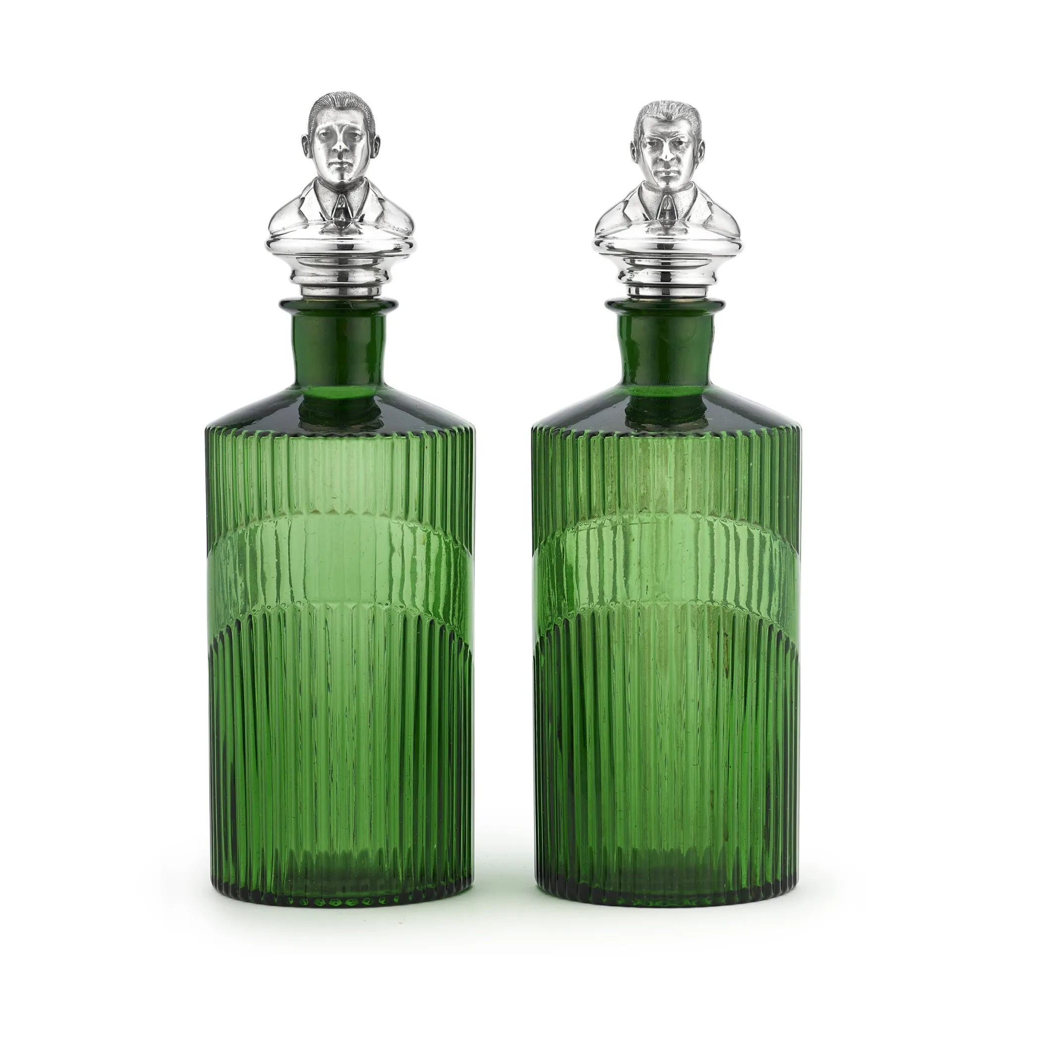 Theo Fennell Silverware*Pair of Kray Brothers Antique Poison Bottle Decanters