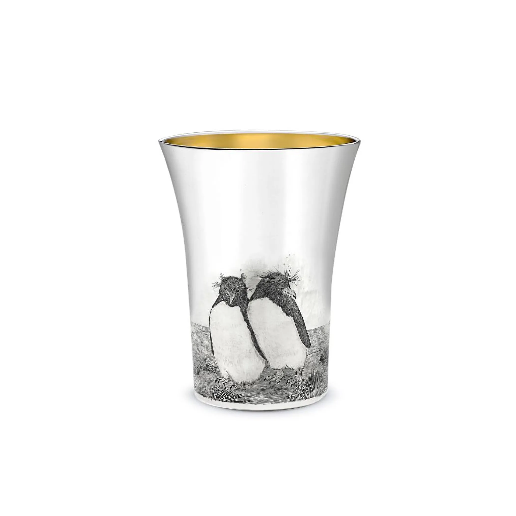Theo Fennell Silverware*Penguin Silver Hand Engraved Tooth Mug
