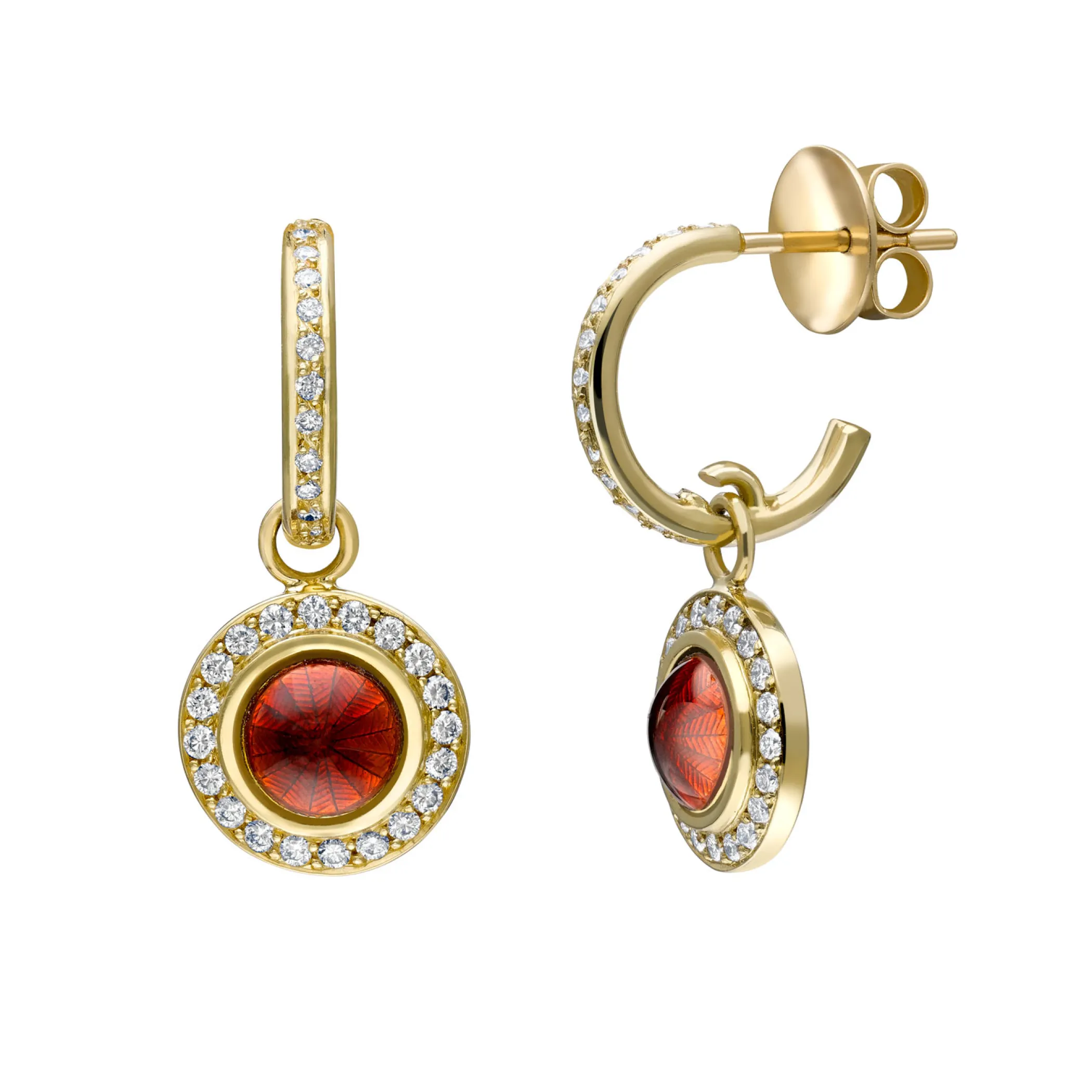 Theo Fennell Jewellery | One Off Pieces*Red Enamel Hoop Drop Earrings