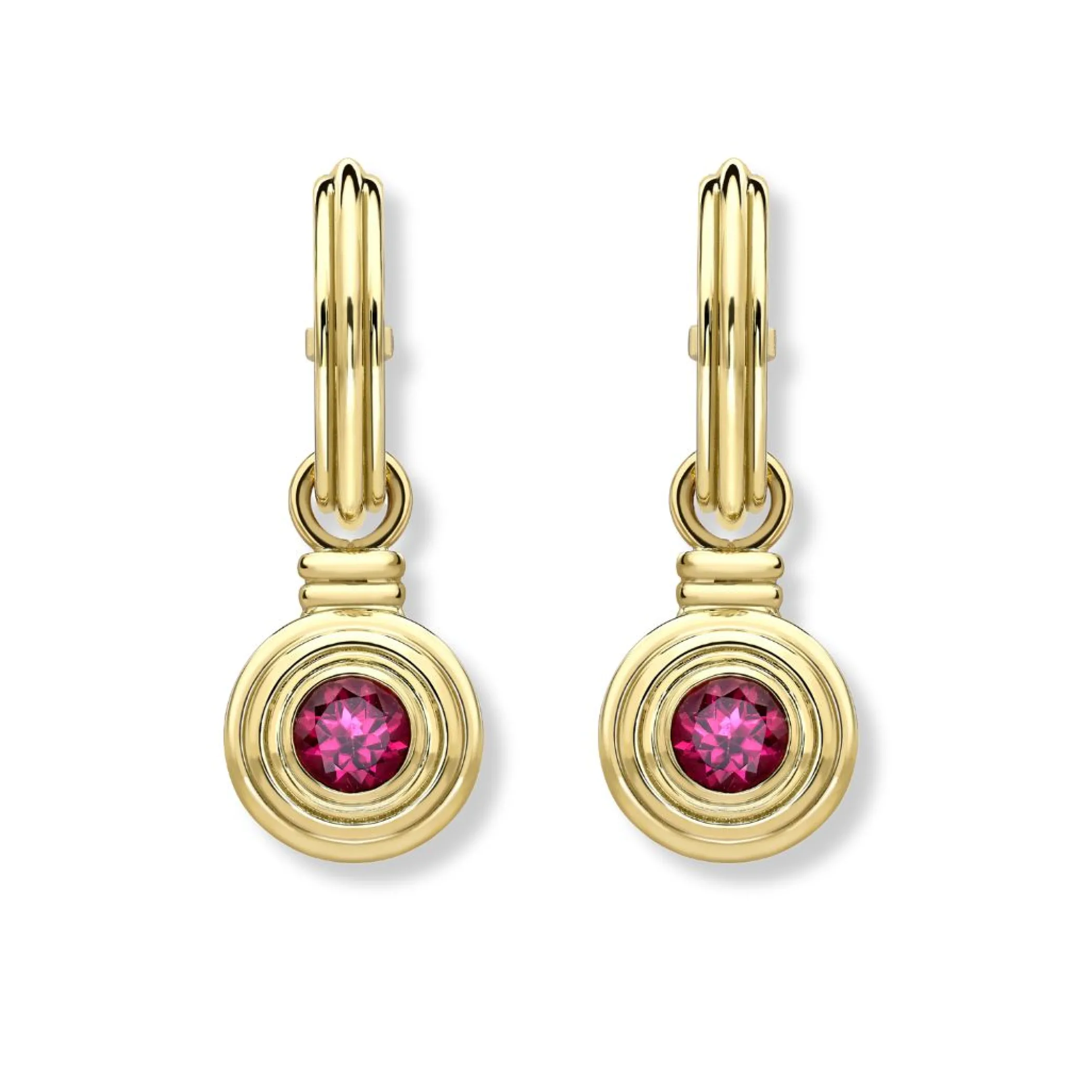 Theo Fennell Jewellery | Drop Earrings*Rubelite Hoop Ripple Earrings