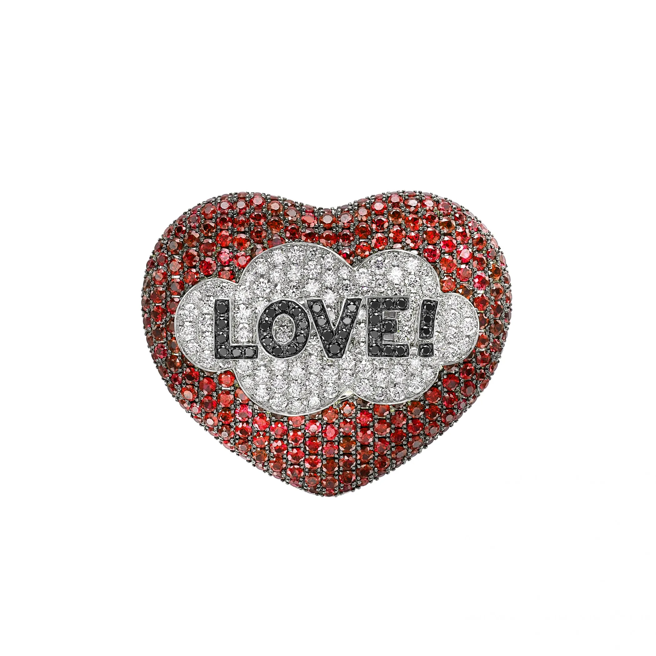 Theo Fennell Jewellery | Brooches*Ruby & Diamond Large LOVE Pop ‘Art Brooch