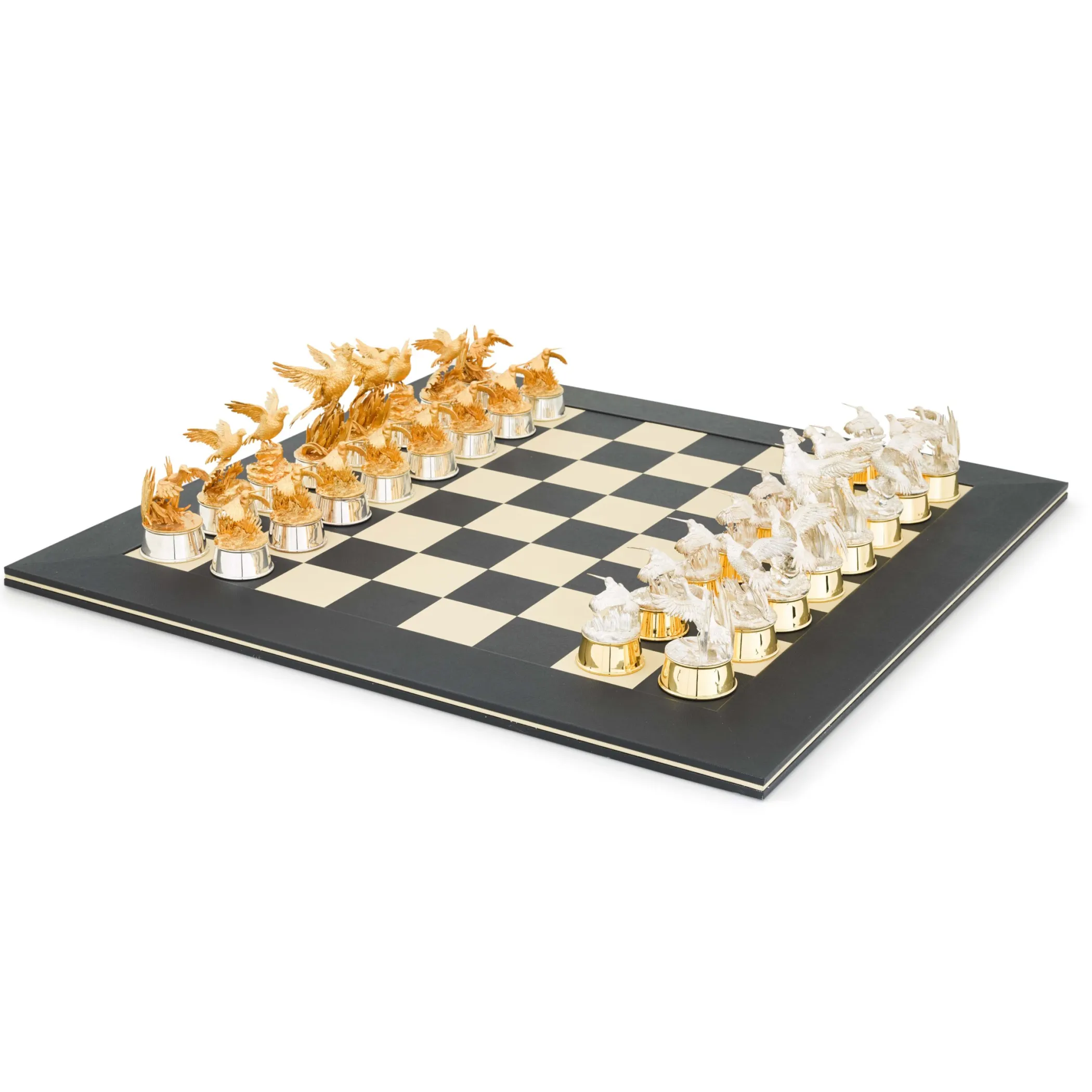 Theo Fennell Silverware*Silver & Gilt Game Bird Chess Set