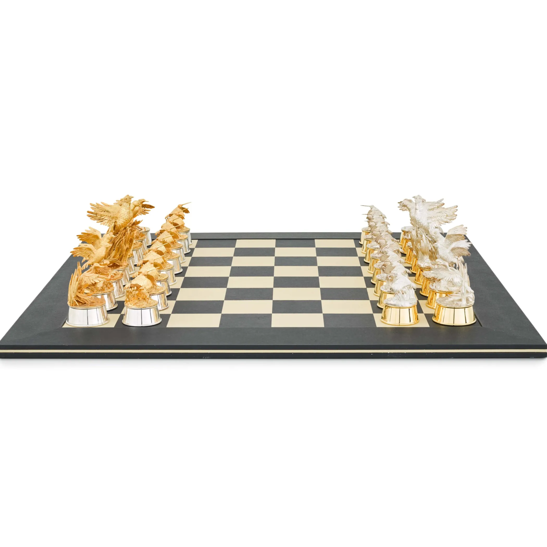 Theo Fennell Silverware*Silver & Gilt Game Bird Chess Set
