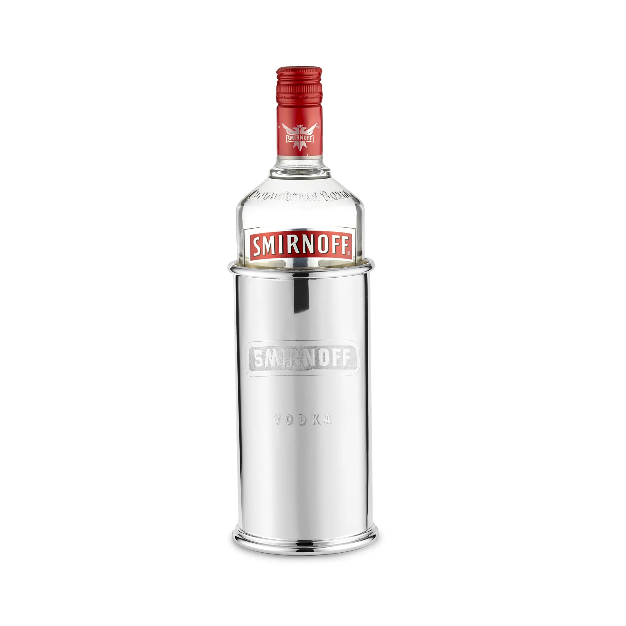 Theo Fennell Silverware*Silver 1lt Smirnoff sleeve Engraved