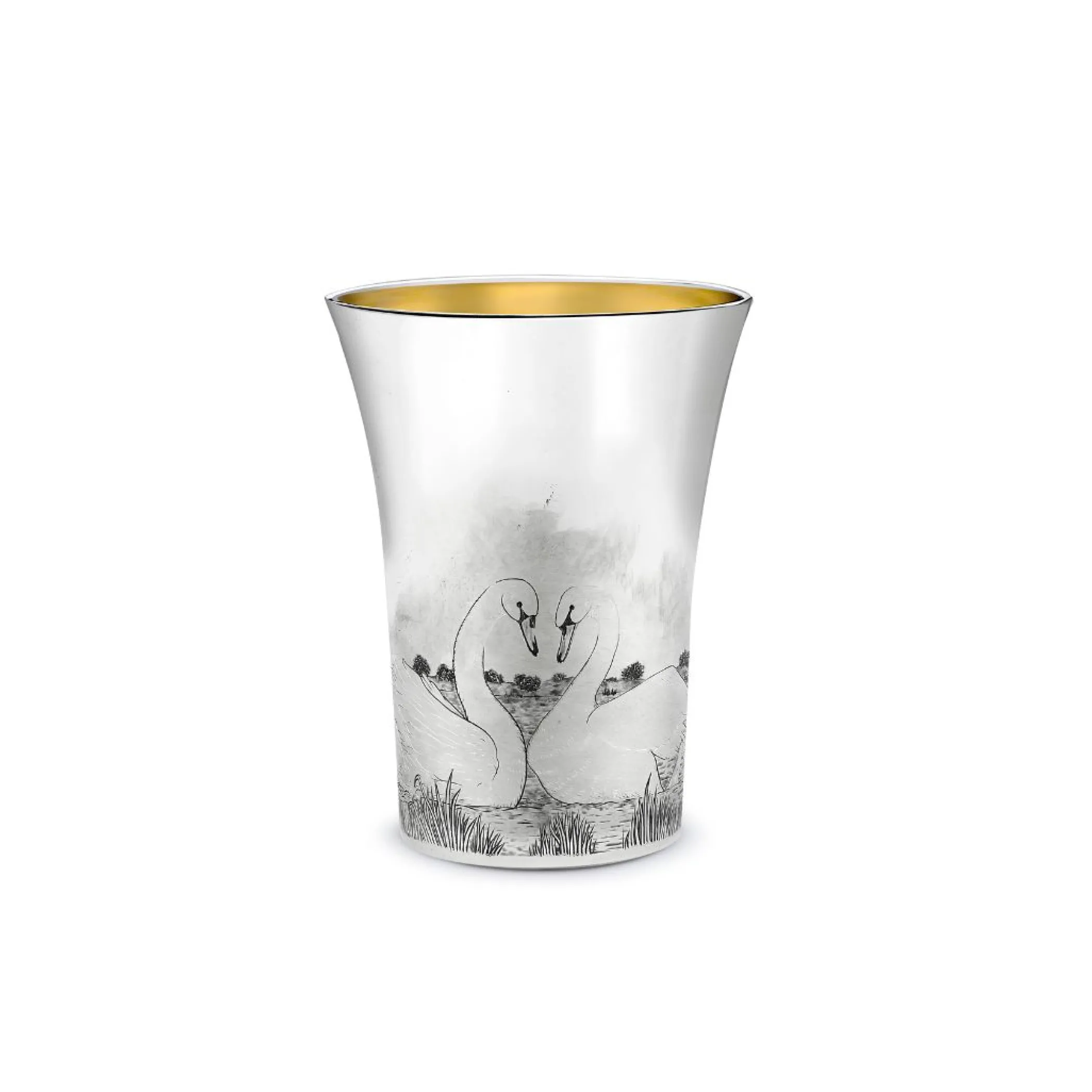 Theo Fennell Silverware*Swan Silver Hand Engraved Tooth Mug
