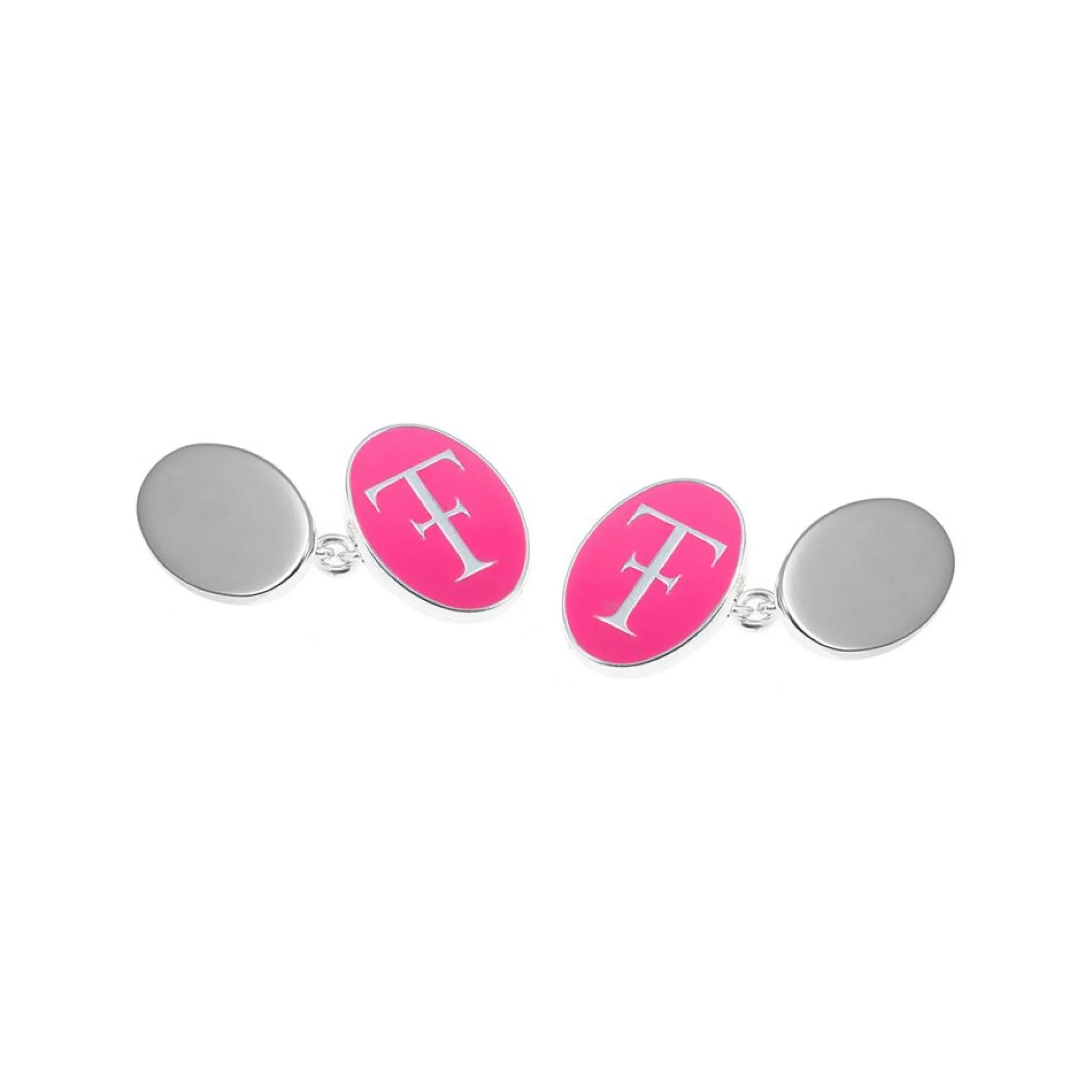 Theo Fennell Jewellery | Cufflinks*TF Pink Enamel Oval Cufflinks