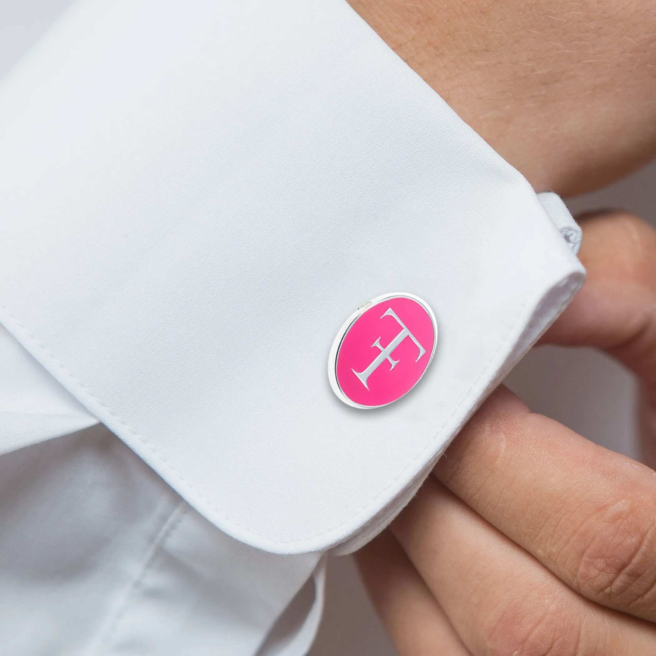 Theo Fennell Jewellery | Cufflinks*TF Pink Enamel Oval Cufflinks