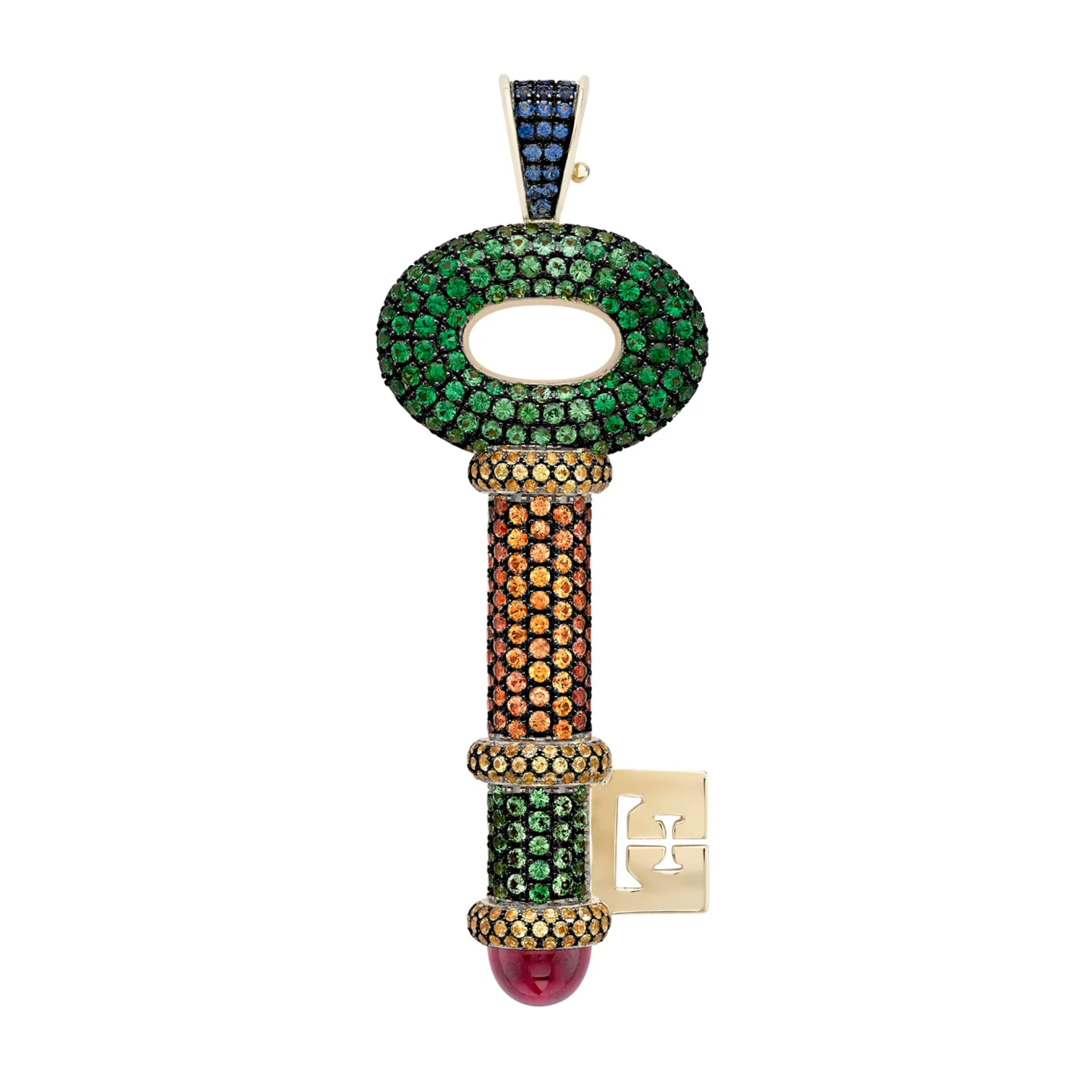 Theo Fennell Jewellery | Pendants*Tsavorite and Orange Sapphire Limited Edition Jazz Key Pendant