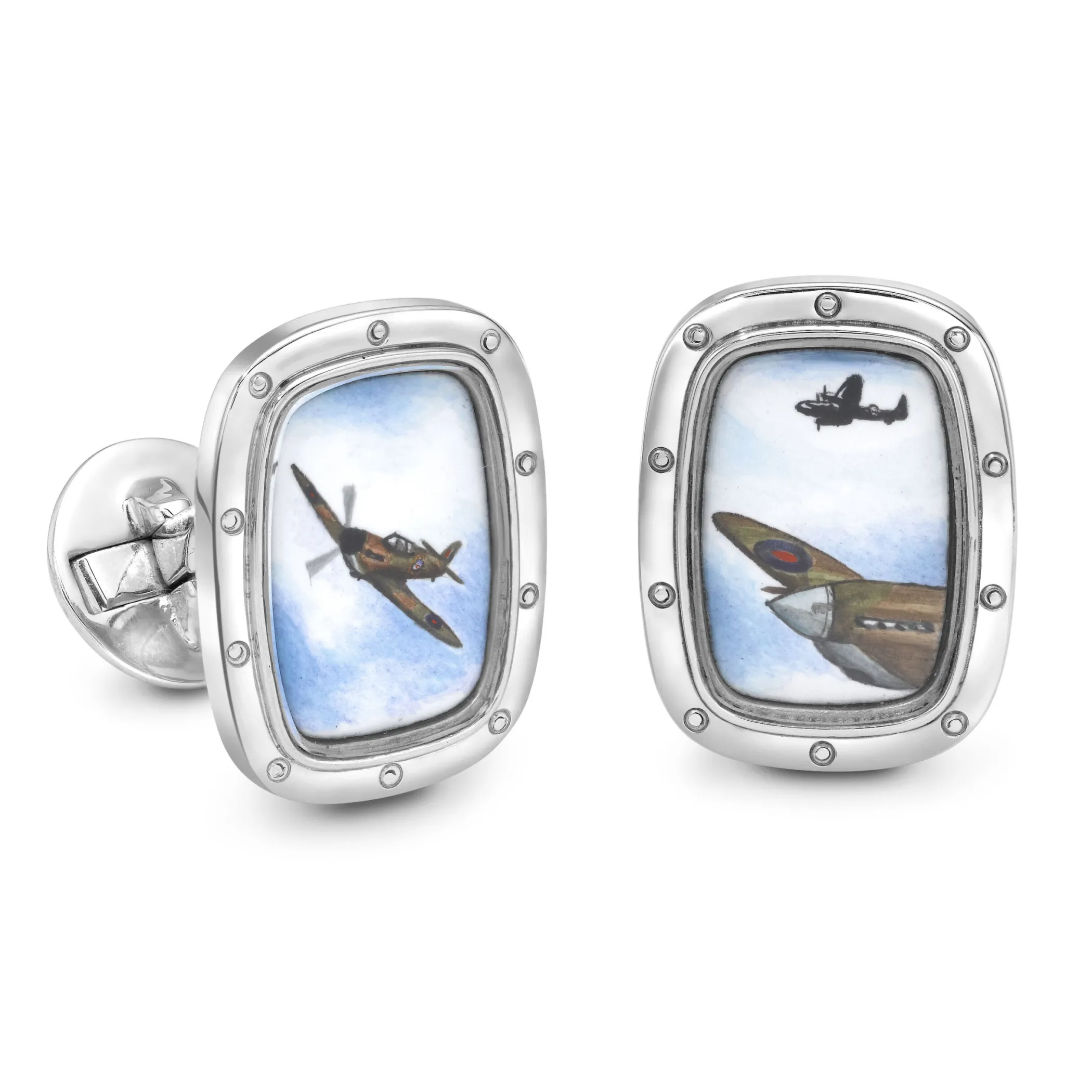 Theo Fennell Jewellery | Cufflinks*Vintage Aeroplane Window Cufflinks with Spitfire Scene