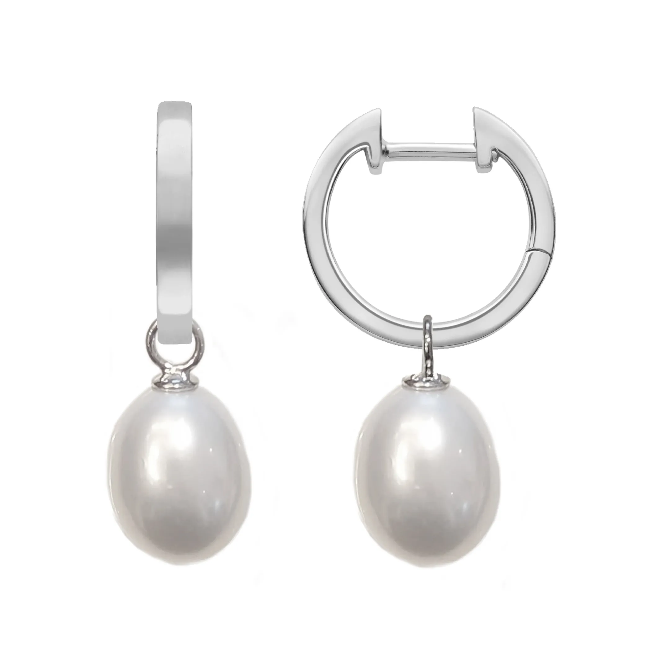 Theo Fennell Jewellery*White Gold Hoop Earrings with Pearl Drops