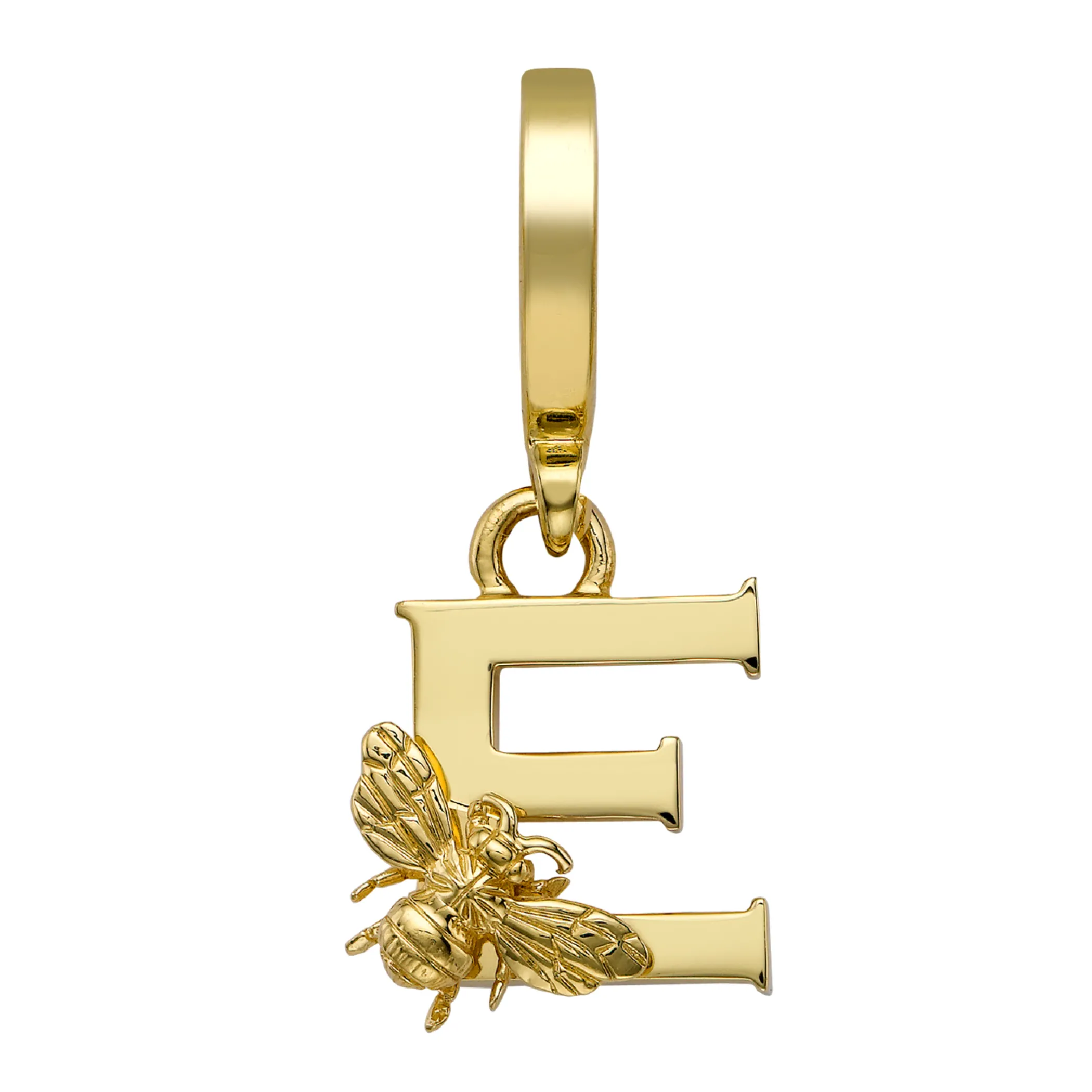 Theo Fennell Jewellery | Pendants*Yellow Gold Letter ‘E’ Charm with Bee Motif