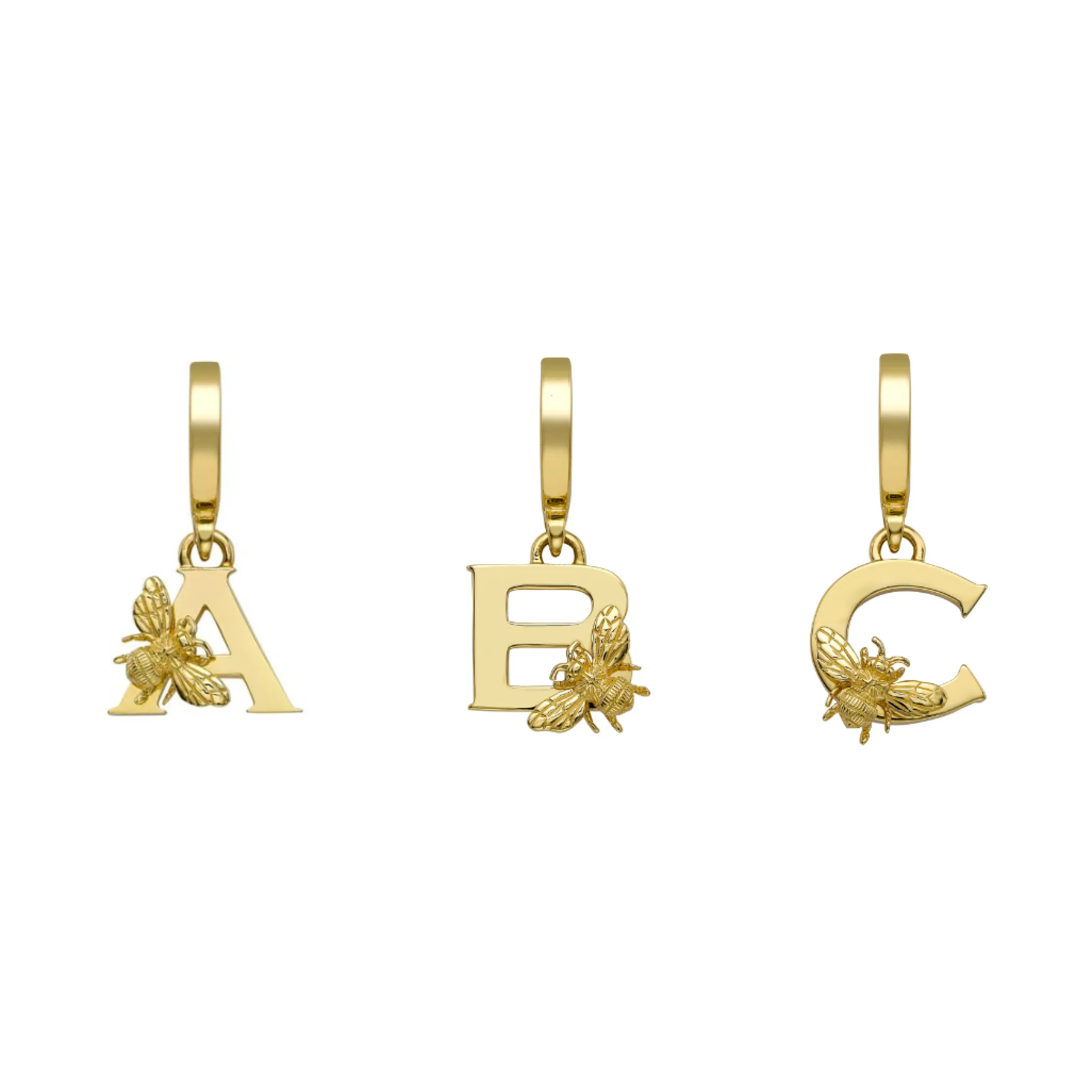 Theo Fennell Jewellery | Pendants*Yellow Gold Letter ‘E’ Charm with Bee Motif